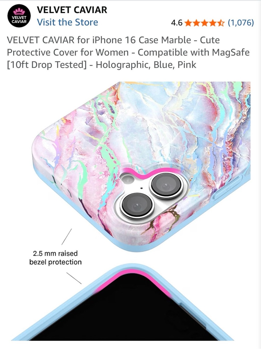 iPhone 16 - Pink & Blue Marble Holographic Phone Case